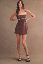 Load image into Gallery viewer, Contrast Trim A-Line Romper Brown