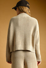Load image into Gallery viewer, Beige Two Tone Half Zip Knit Sweater