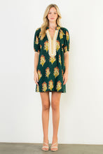 Load image into Gallery viewer, Green Floral Print Striped Detail Dress (THML)
