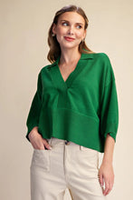 Load image into Gallery viewer, Kelly Green Collar V-Neck Sweater