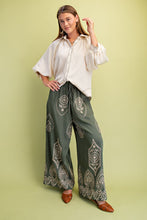 Load image into Gallery viewer, Olive Metallic Embroidery Wide Leg Pants