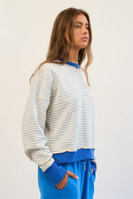 Load image into Gallery viewer, Blue Striped Sweatshirt Top