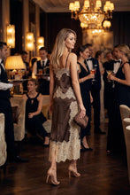 Load image into Gallery viewer, Mocha Satin/Lace Top + Skirt Set