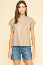 Load image into Gallery viewer, Taupe Leather Cap Slv Top