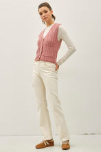 Load image into Gallery viewer, Strawberry Cable Knit Button V-Neck Sweater Vest