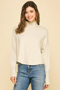 Button Detail LS Knit Sweater Oatmeal