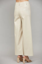 Load image into Gallery viewer, Ecru Tuck Detail Leather Flare Pants