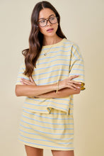 Load image into Gallery viewer, Yellow/Lt. Blue Striped Top + Skort Set