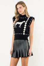 Load image into Gallery viewer, Black Knit Horse Vest (THML)