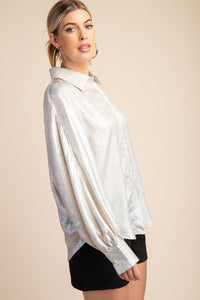 Creamy Silver Button Blouse