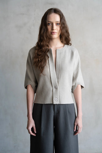 Cloudy Gray 2 Button SS Cardigan