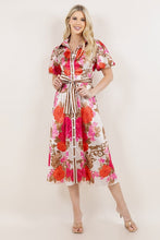 Load image into Gallery viewer, Pink Floral Print Button Down Midi Dress