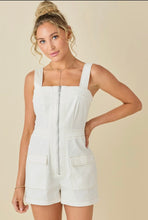 Load image into Gallery viewer, White Sleeveless Zip Front Strap Romper