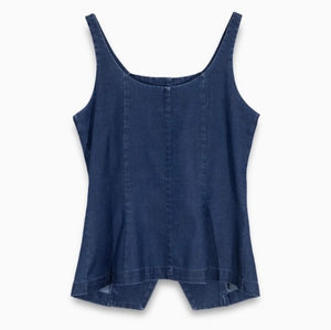 Dark Blue Square Neck Denim Vest