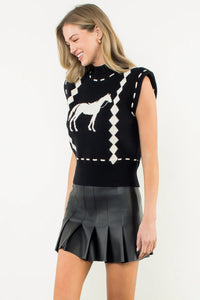 Black Knit Horse Vest (THML)