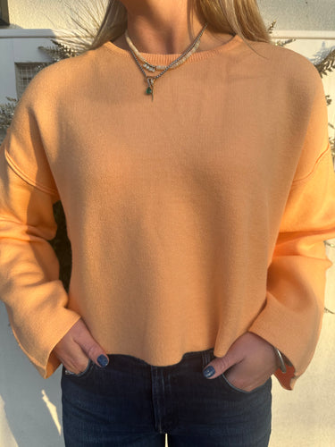 Peach Loose Fit LS Knit Sweater