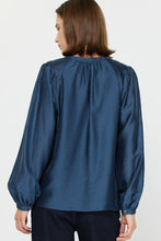 Load image into Gallery viewer, Sapphire Blue LS Split Neck Blouse