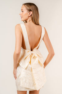Cream Big Bow Mini Dress