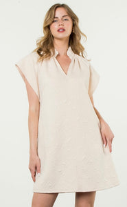 Cream SS Textured Dress