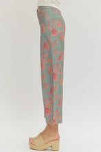 Load image into Gallery viewer, Blue/Pink Floral HW Denim Pants