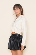 Load image into Gallery viewer, Cream Pearl Detail Knit Bomber Jacket