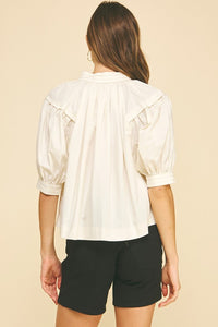 Milk Balloon Slv V-Neck Blouse