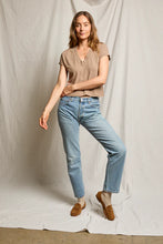 Load image into Gallery viewer, Perfect White Tee Mocha Recycled Cotton V-Neck Tee