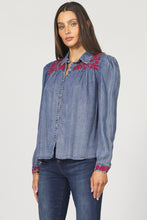 Load image into Gallery viewer, DJD Blue/Red Embroidered LS Top