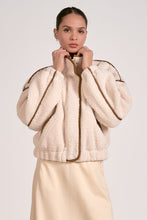 Load image into Gallery viewer, Off White/Brown Bomber Jacket
