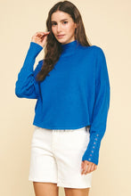 Load image into Gallery viewer, Button Detail LS Knit Sweater Blue