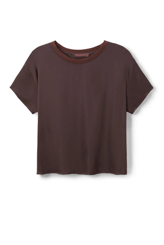 Perfect White Tee Cocoa SS Satin Crew Neck Tee