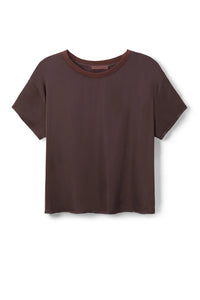 Perfect White Tee Cocoa SS Satin Crew Neck Tee