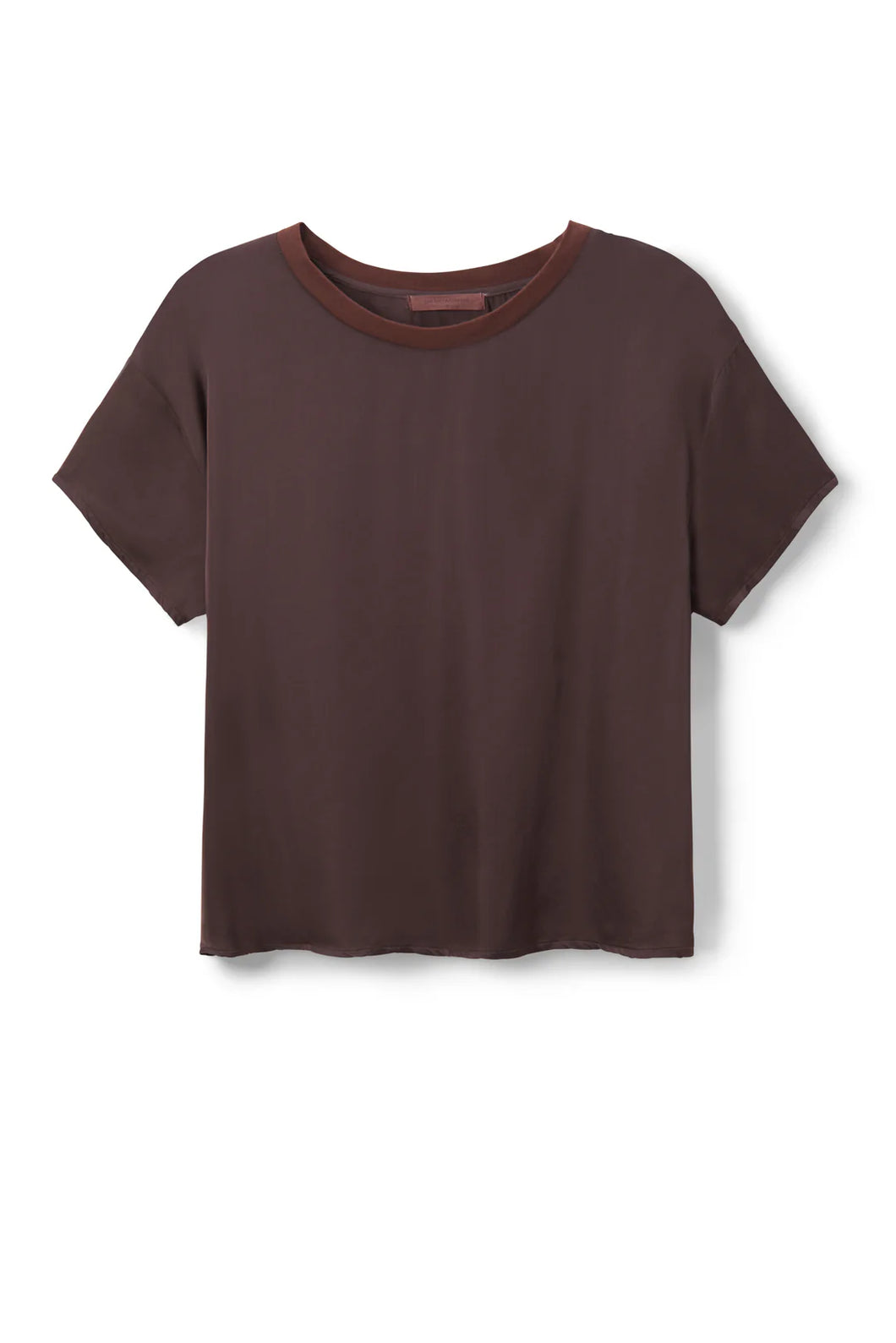 Perfect White Tee Cocoa SS Satin Crew Neck Tee