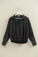 Load image into Gallery viewer, Black LS V-Neck Button Down Blouse