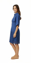 Load image into Gallery viewer, Navy Matta Eyelet Detail Dress