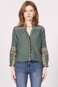 Green Embroidered Detail Makenna Top