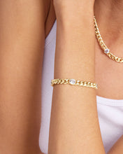 Load image into Gallery viewer, Melinda Maria Julian Triple Diamond Cuban Chain Bracelet-Gold/White