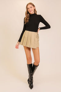 Khaki Pleated Skort