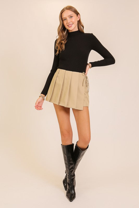 Khaki Pleated Skort