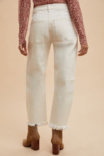Load image into Gallery viewer, Ivory Fray Hem Slim Barrel Leg Jeans