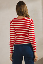 Load image into Gallery viewer, Red Striped Soft LS Sweater Top