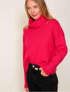 Magenta Turtleneck Knit Sweater