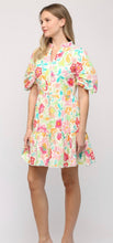 Load image into Gallery viewer, Off White Multi Printed Scallop Lace Poplin Dress