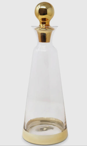 Glass Decanter With Gold Accents
