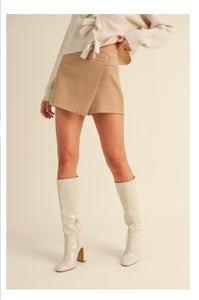 Camel Banded Wrap Skort