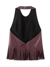 Load image into Gallery viewer, Leather Fringe Hem Backless Vest