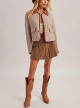 Load image into Gallery viewer, Brown Striped Collared Padded Jacket