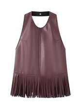 Load image into Gallery viewer, Leather Fringe Hem Backless Vest