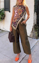 Load image into Gallery viewer, Wine Floral Print Fringe Scarf Top