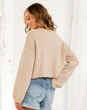 Load image into Gallery viewer, Taupe Crochet Button Down Sweater